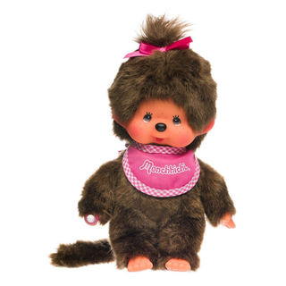 Monchhichi Classic Pink Bib Girl Plush